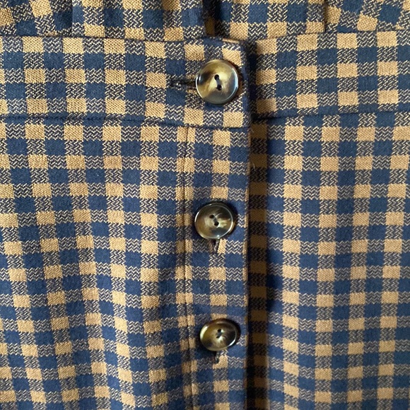 Adorable topshop brown navy plaid deep v button jumper dress 8 - Picture 2 of 7